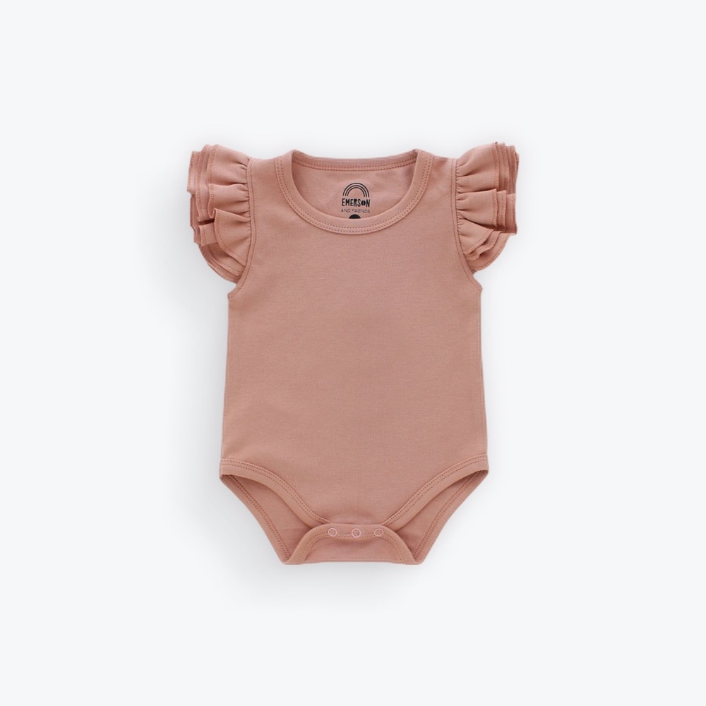 Dusty Rose Flutter Sleeve Bodysuit